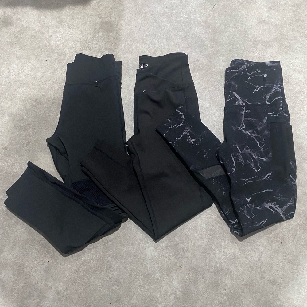 Elegant Black and Gray Leggings Trio